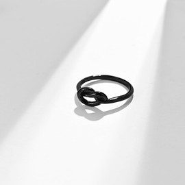 Stainless Steel Simple Love Knot Celtic Promise Anniversary Statement Ring Size 4-11 Black 11