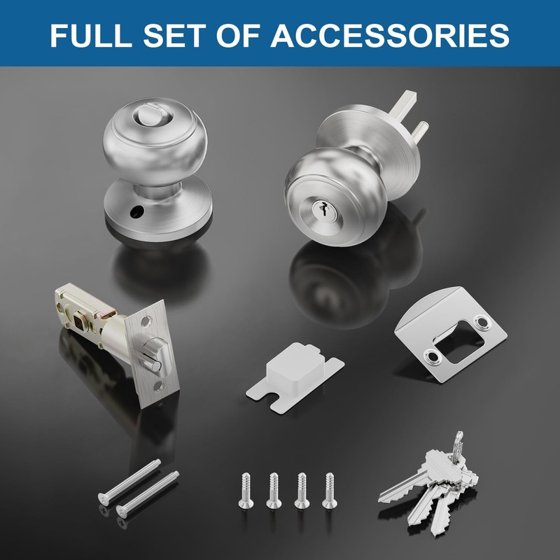 3 Pack Keyed Entry Door Knob Set, All Keyed Same