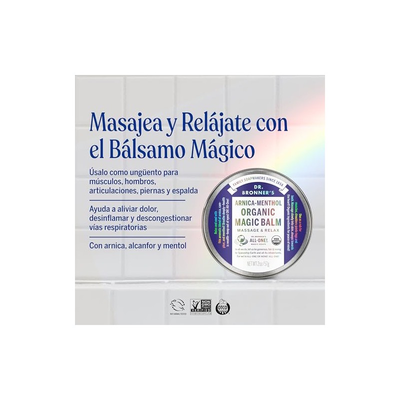 Bronner Bálsamo Corporal Orgánico Árnica Mentol Hidratante Calmante Masaje Músculos