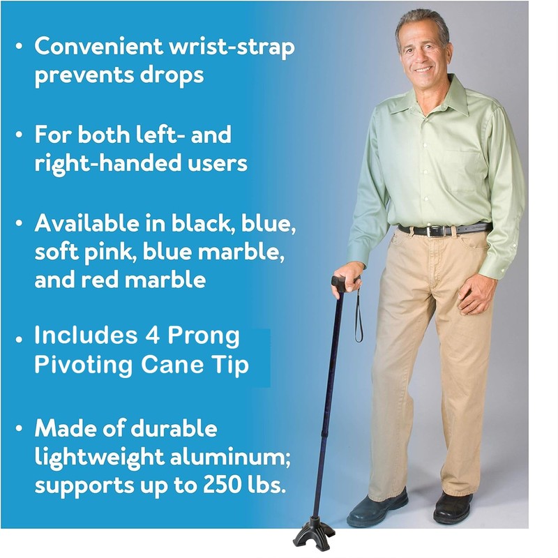 Carex Soft Grip Walking Cane with Pivot Tip, Red -
