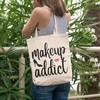 12oz Canvas Tote Bag - Makeup Addict with High Heels