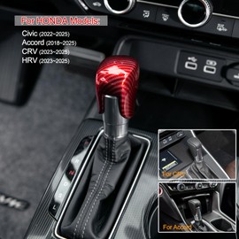 CKE Compatible with Honda Civic 2022 2023 2024 2025 2026 for CRV HRV 2023 2024 2025 2026 for Accord 2018-2024 2025 2026 Accessories Car Center Console Gear Shift Knob Cover Trim Cap -Red Carbon