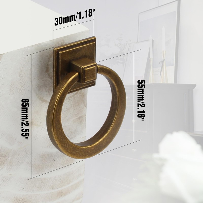 ACEWARMS 4 Pack 2-1/2 inch Antique Brass Cabinet Knobs, Zinc