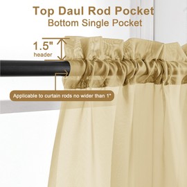 Chyhomenyc Gold Sheer Curtains 63 Inch Length 2 Panels, Rod Pocket Solid Window Sheer Curtain Panels, Elegant Curtains & Drapes for Living Room Bedroom 2 Panels (Gold, 42 W x 63 L)