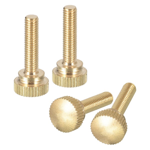sourcing map M5x20mm Knurled Thumb Screws, 4pcs Brass Knurled Thumb