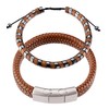 Omky Set Pulseras para Hombre | Pulsera cuero trenzado café