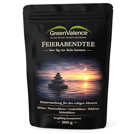 GreenValence Evening Tea - Herbal Mix for the Quiet Moment | Melissa, Passion Flower, Lime Blossom, Valerian & Poppy Blossoms | Loose Herbs | Gift Idea | (200 g)