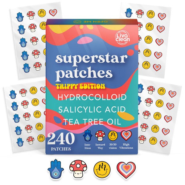 LivaClean 240 CT Superstar Cute Pimple Patches Trippy Edition w/Salicylic