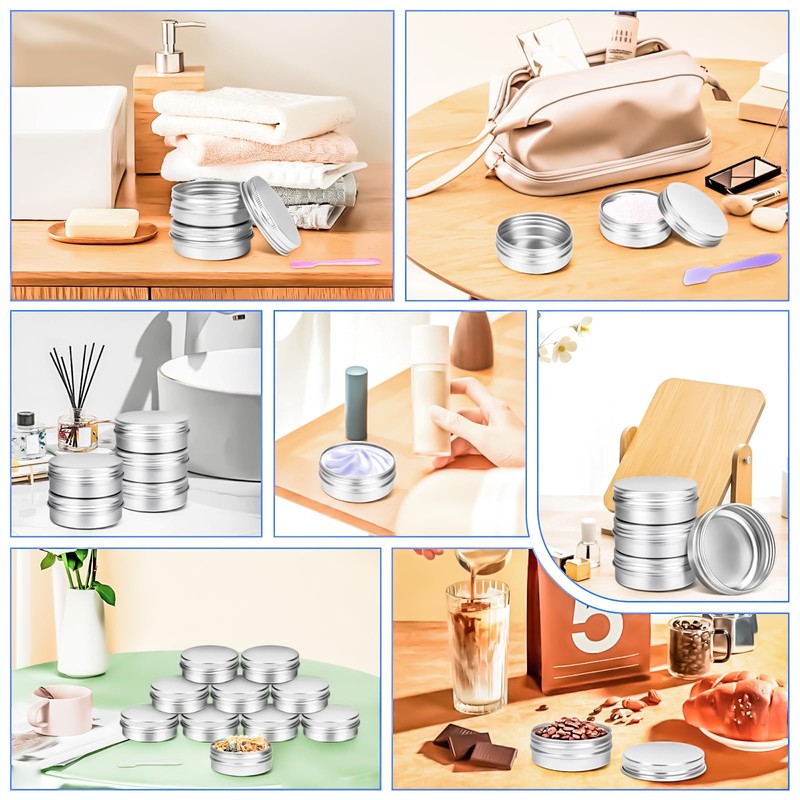 MotBach 12 Pack 2oz Tin Jars, 60ml Metal Tin cans,