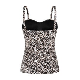 Ocean Blues Women's Leopard Tankini Top Tummy Control Bathing Suit Top Ruched Swim Top Only Size XX-Large