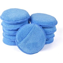 Generic Microfiber Wax Applicator, Ultra-Soft Microfiber Wax Applicator Pads with Finger Pocket Wax Applicator for Cars Wax Applicator Foam Sponge (Blue, 5"" Diameter, Pack of 5)