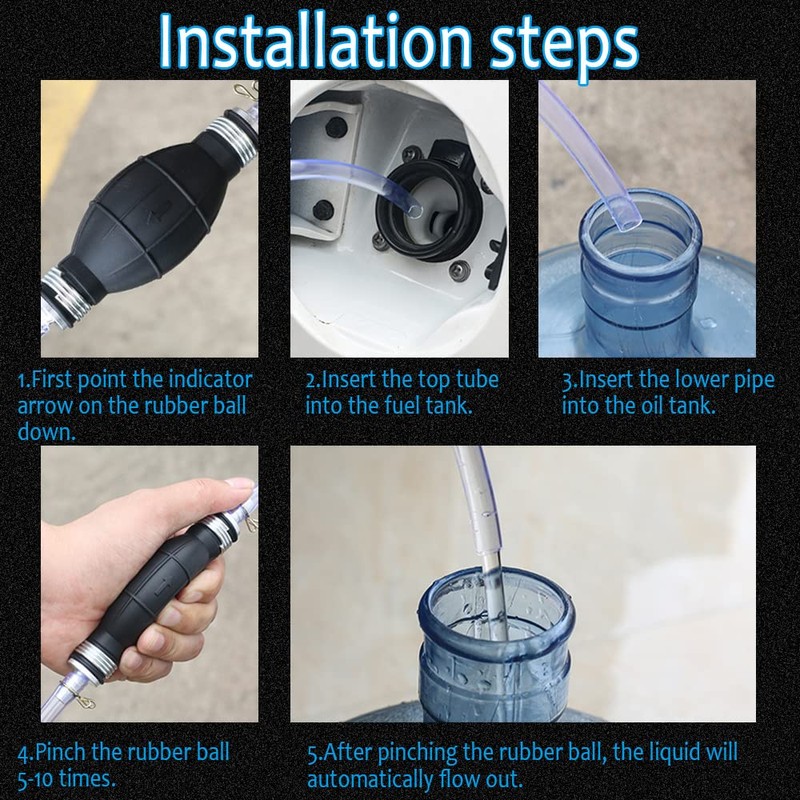 deemars Gasoline Siphon Hose, Gas Oil Water Fuel Transfer Siphon