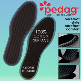 Pedag Summer | Terry Cotton Sockless Insoles | Barefoot Inserts | Handmade in Germany | Absorbs Sweat & Controls Odor | Wear Without Socks | Washable | US Women 7/ EU 37 | Black | 1 Pair