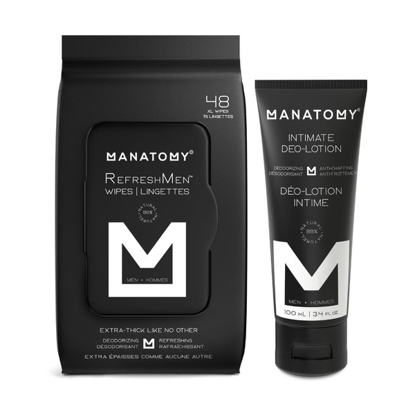 MANATOMY® Deo Lotion, 100ml + RefreshMen Wipes, 48ct Combo Pack