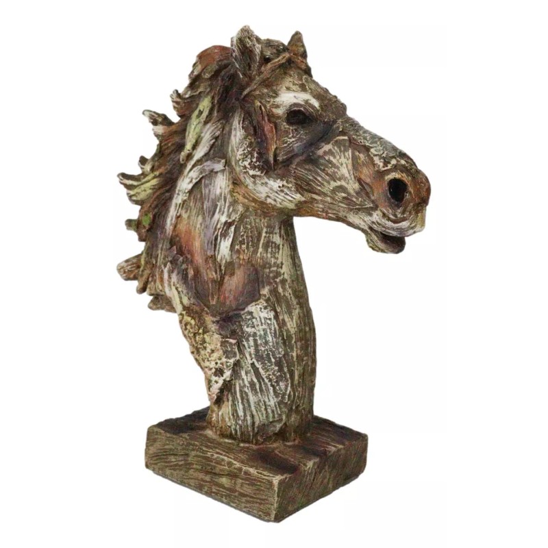 Faux Driftwood Equine Beauty Mustang Horse Head Desktop Plaque Sculpture