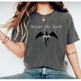 Brave The Dark Shirt - Onyx Storm Xaden Riorson T-Shirt, Xaddy Fourth Wing Bookish Shirt L Light Blue