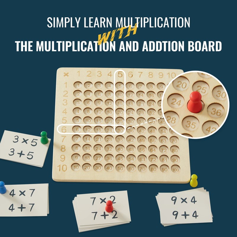 Asweets 2 in 1 Wooden Montessori Multiplication Addition Board Game