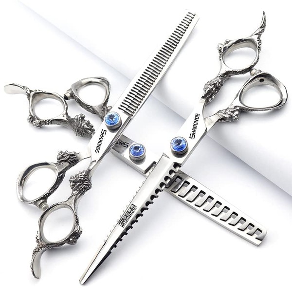 Professional Hairdressing Scissors Barber Scissors Hair Cutting 6/7 Inch High Quality Thinning Scissors & Cutting Edge Set (7 Inch 3-Piece Set)