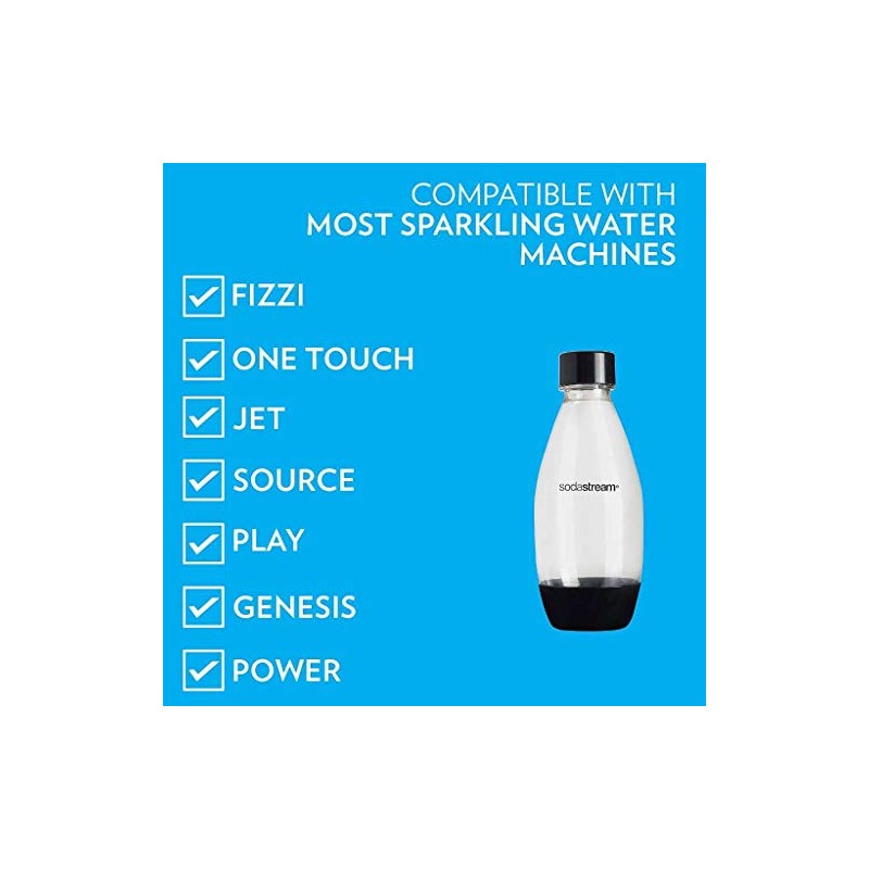sodastream 0.5L Slim Black Carbonating Bottles (Pack of 2)