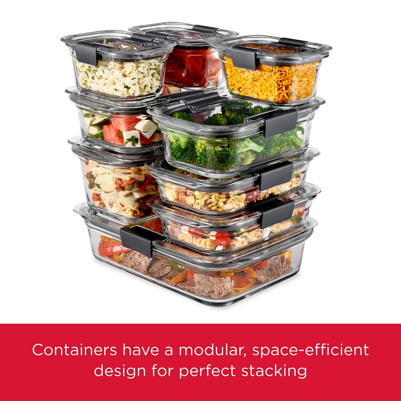 Rubbermaid Brilliance Glass Food Storage Containers, 3.2 Cup, Set of