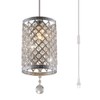 Surpars House Plug in Pendant Light Silver Crystal Chandelier with