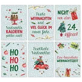 Set of 12 German-language Christmas cards, lovingly designed postcards for Christmas, greeting cards set, Christmas postcard set