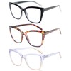 DXYXYO Oversized Reading Glasses for Women, 3 Pack Big Cat