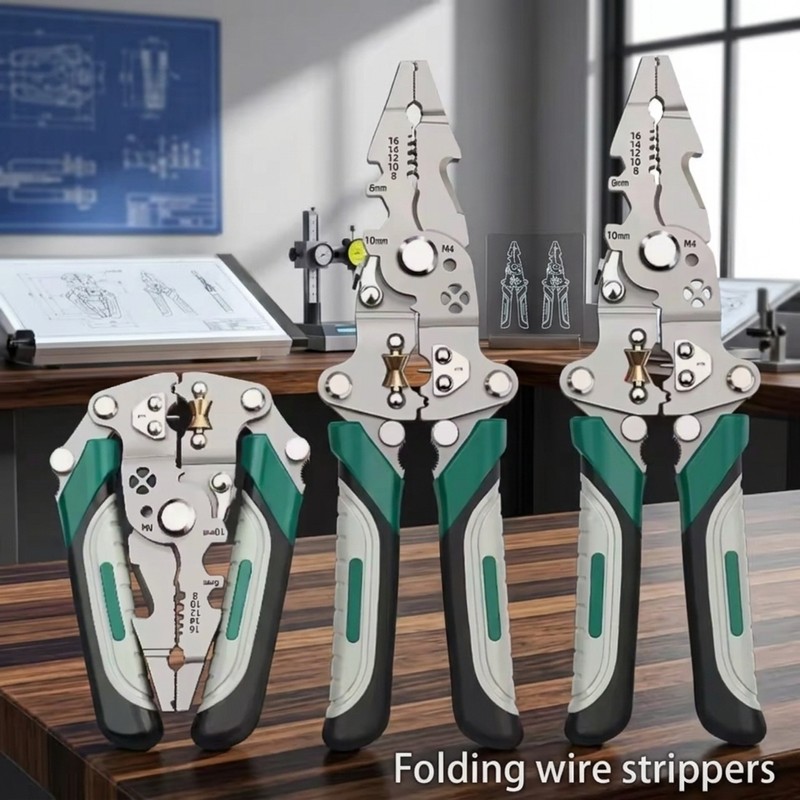 Wire Stripper Pliers for Electrical Work – Foldable Multifunctional Stripping