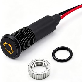 Taiss 8mm (5/16") 12V LED Metal Indicator Light, Yellow Check Engine Symbol Dash Pilot Light, Panel Mount Signal Warning Lamp for Automotive Car Truck