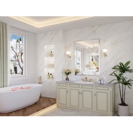 JIINGYO Frameless Bathroom Mirror for Wall, 24"x30" Beveled Bathroom Vanity Mirror, Modern Rectangle Bathroom Mirrors for Bedroom, Entryway, Living Room, Hangs Horizontally or Vertically