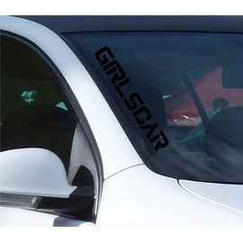 MP Produkt Schriftzug Girlscar Aufkleber für Windschutzscheibe Heckscheibe Frontscheibe Auto Fahrzeug Dekor Frontscheibenaufkleber (Schwarz)