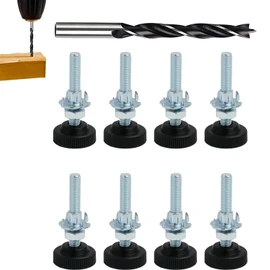 Leveling Feet M8×50mm – 8-Pack Adjustable Furniture Leg Levelers + Heavy-Duty Screws with Metal Drill Inserts + Anti-Slip Base – For Tables, Cabinets, Chairs & Kitchen Furniture