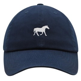 JPAK Horse Silhouette Premium Dad Hat Embroidered Cotton Baseball Cap Equestrian Stallion Navy