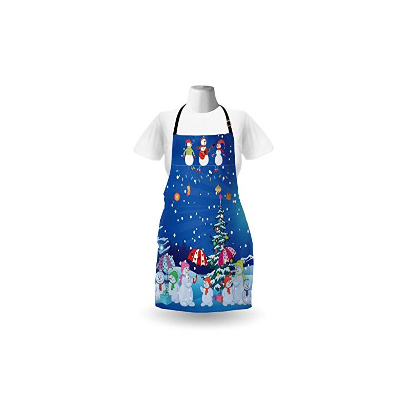 ABAKUHAUS Christmas Apron, Snowman Party, Unisex Kitchen Bib Apron with