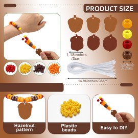 Huquary 24 Sets Acorn Bracelet Making Kit Fall Beads for Bracelets DIY Autumn Beaded Wristband Craft Kit Wooden Cutouts Charms for Fall Crafts Jewelry Making Party Favors Gifts