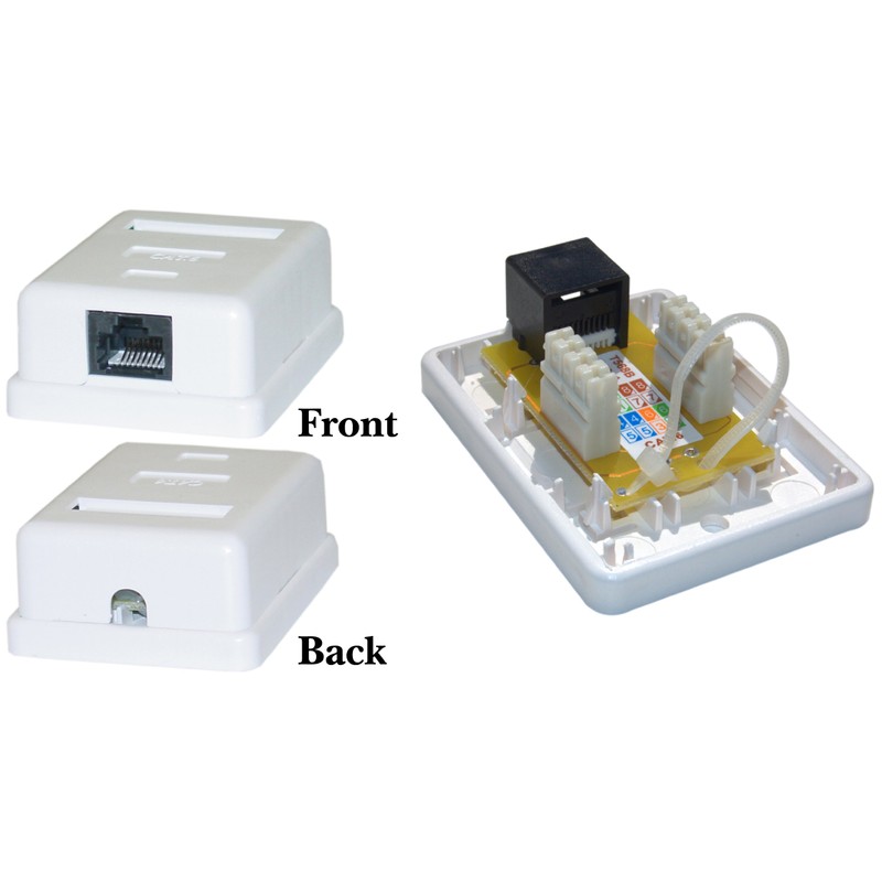 Cat6 1 Port Surface Mount Box, RJ45 Unshielded Female Port,