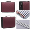 Portable Large Capacity PU Leather Fabric Pencil Case Zipper Pen