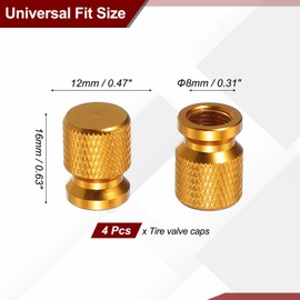 PATIKIL Aluminum Tire Valve Stem Caps, 4 Pcs Tire Valve Caps Vehicle Car Tire Air Caps Covers with O Rubber Ring Universal for Bicycle SUV Automotive, Yellow