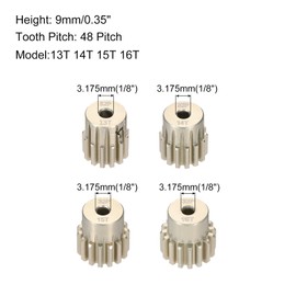 Rebower 4Pcs 32P Pinion Gear Set 13T 14T 15T 16T for 3.175 mm Shaft Aluminium Alloy Pinion Gear with Screws for RC Motor