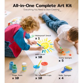 TMOL Washable Finger Paint for Toddlers, Non-Toxic Finger Paints, 10 Vibrant Colors (2fl oz), Baby Paint for Hand and Feet, Safe Art Supplies, Early Learning Gifts for Kids Age 3+