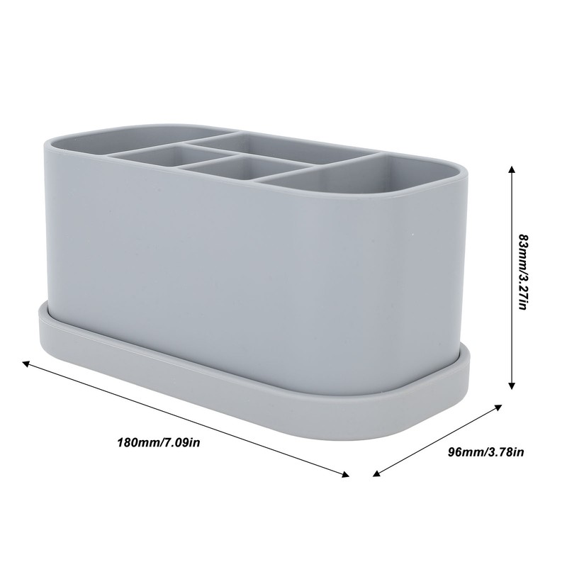 Silicone Toothbrush Toothpaste Holder Multipurpose 5 Slots Drainage Holes Bathroom