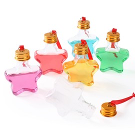 Viva Terry Christmas Booze Balls Set - Fillable Clear Plastic Xmas Tree Hanging Shot Glasses Ornaments with Drink, Beverage, Candy - Decoration for Christmas Tree, Party, Home, Holidays(Star, 6 Pcs)