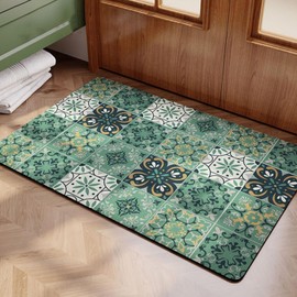 GYORI Double-Sided Non-Slip Draining Mat with Imitation Tile Print for Coffee Machines and Countertops