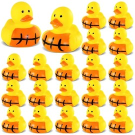 SCIONE 28 Pack Basketball Rubber Ducks - Mini Orange Sports Ducks for Kids - Basketball Team Gifts, Sports Themed Birthday Party Favors, Goodie Bag Fillers and Carnival Prizes