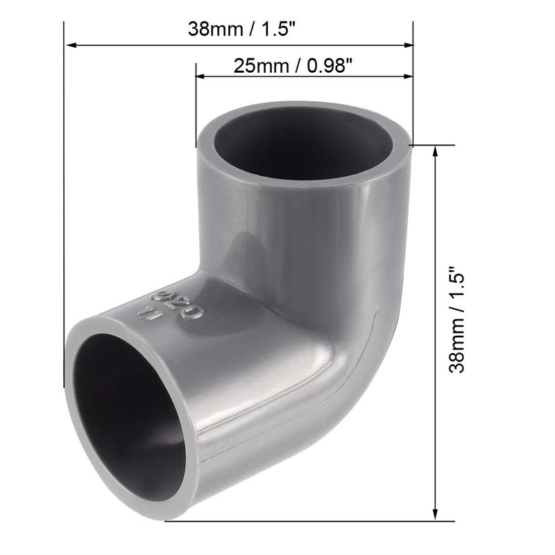 sourcing map PVC Pipe Fitting 20mm Slip Socket 90 Degree