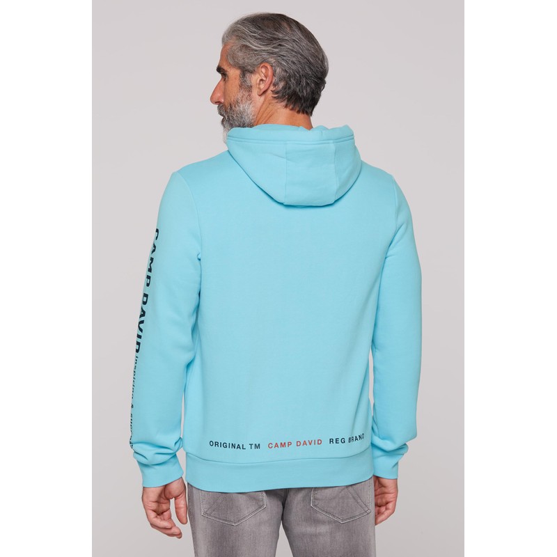 Camp David Men's Hoodie with Rubber Artwork, Summer Aqua, 4XL