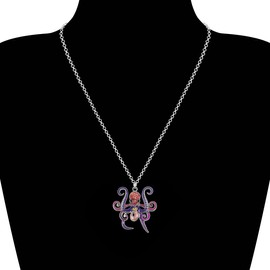 Enamel Alloy Cute Octopus Necklace Ocean Pendant Fashion Jewelry Charms Gifts for Women Girls (Purple)