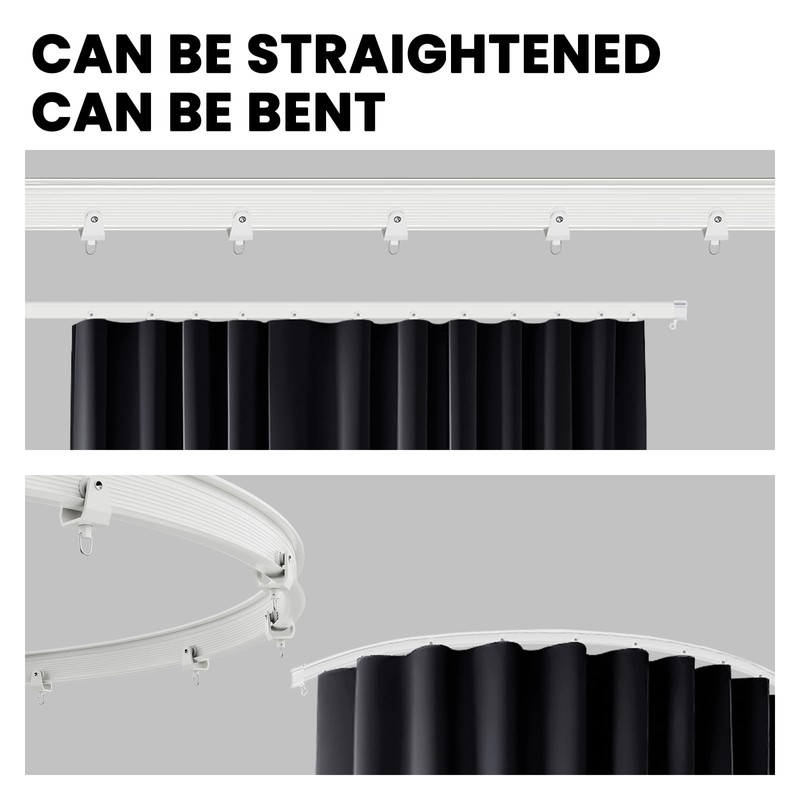 Jilron Room Divider Curtains Ceiling Curtain Track Set for Blackout
