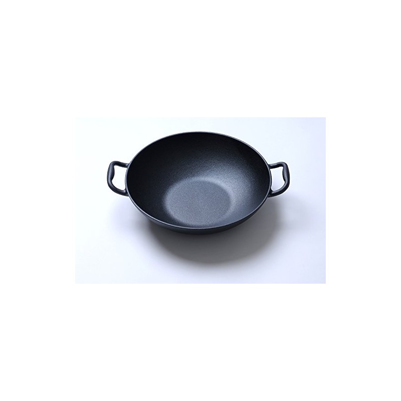 Home VSS Cast Iron， Pre-Seasoned Wok 12.5" With Wood Spatula