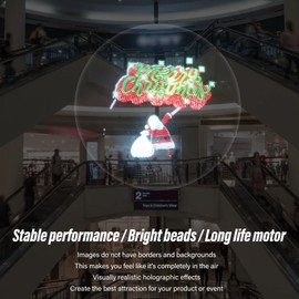 Upgraded 3D Hologram Fan Projector, 3D Hologram Advertising Display Fan, 4 Leaves WiFi3D Holographic LED Fan Projector for Business Store Signs Casino Party